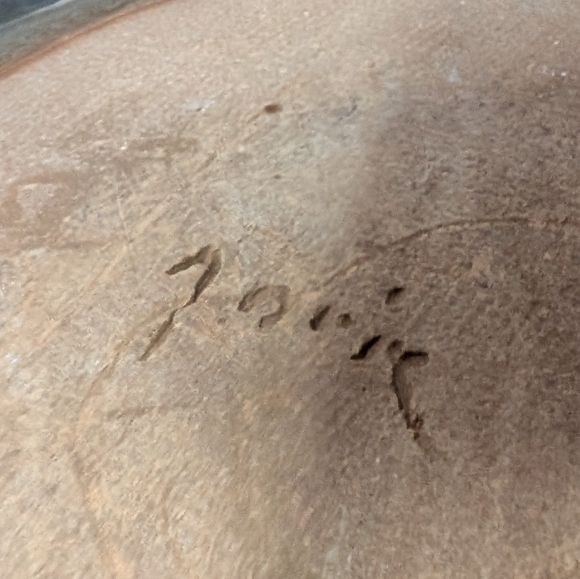 Hand made signed drip glaze chocolate/moss/taupe 10" square heavy pottery plate - Picture 5 of 7